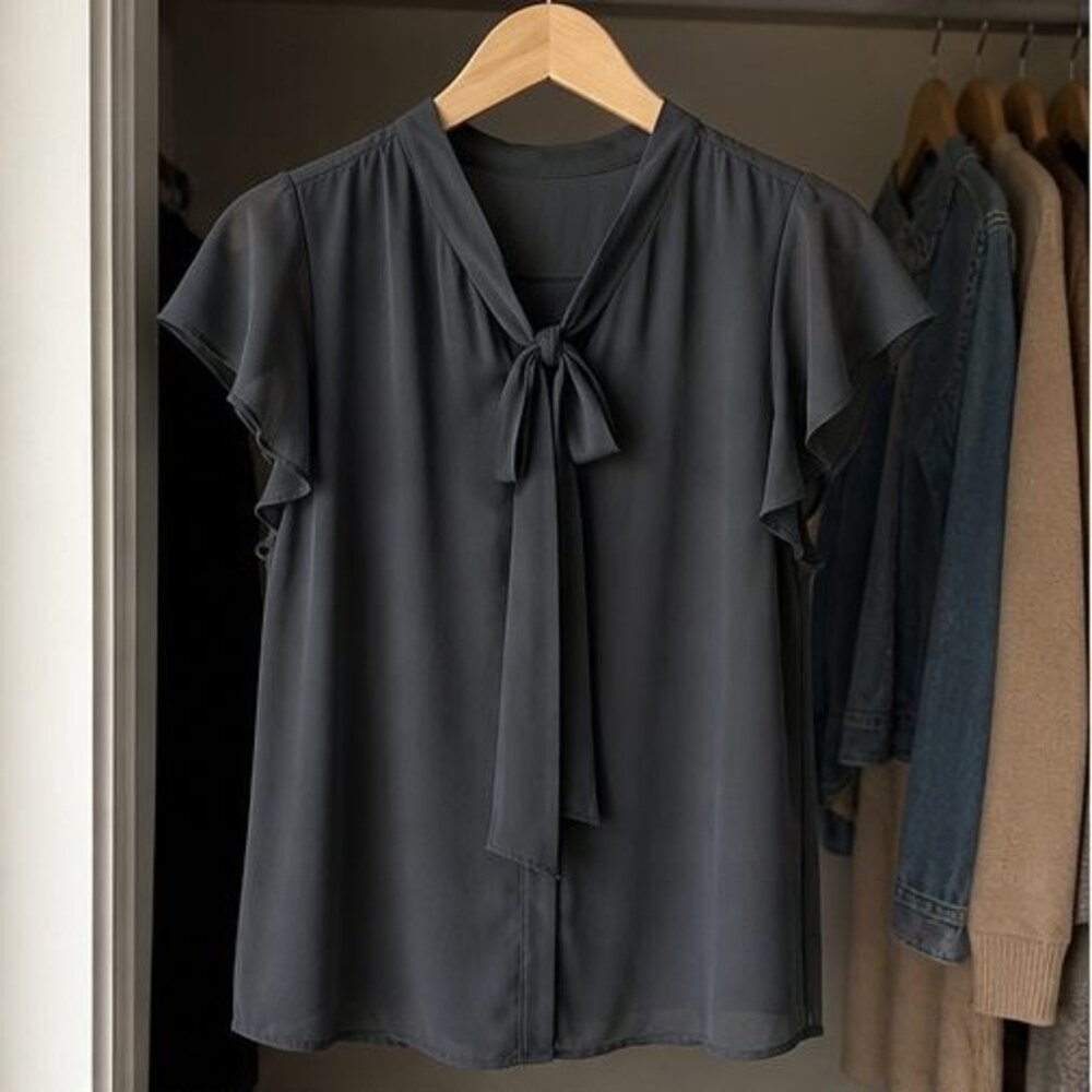 Charcoal Wrap Blouse